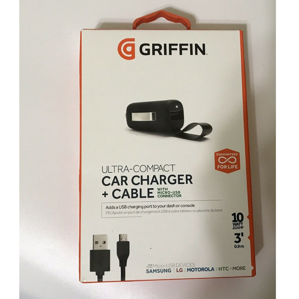 Griffin PowerJolt Mobile Select Series 10W Ultra-Compact Car Charger + Cable G
